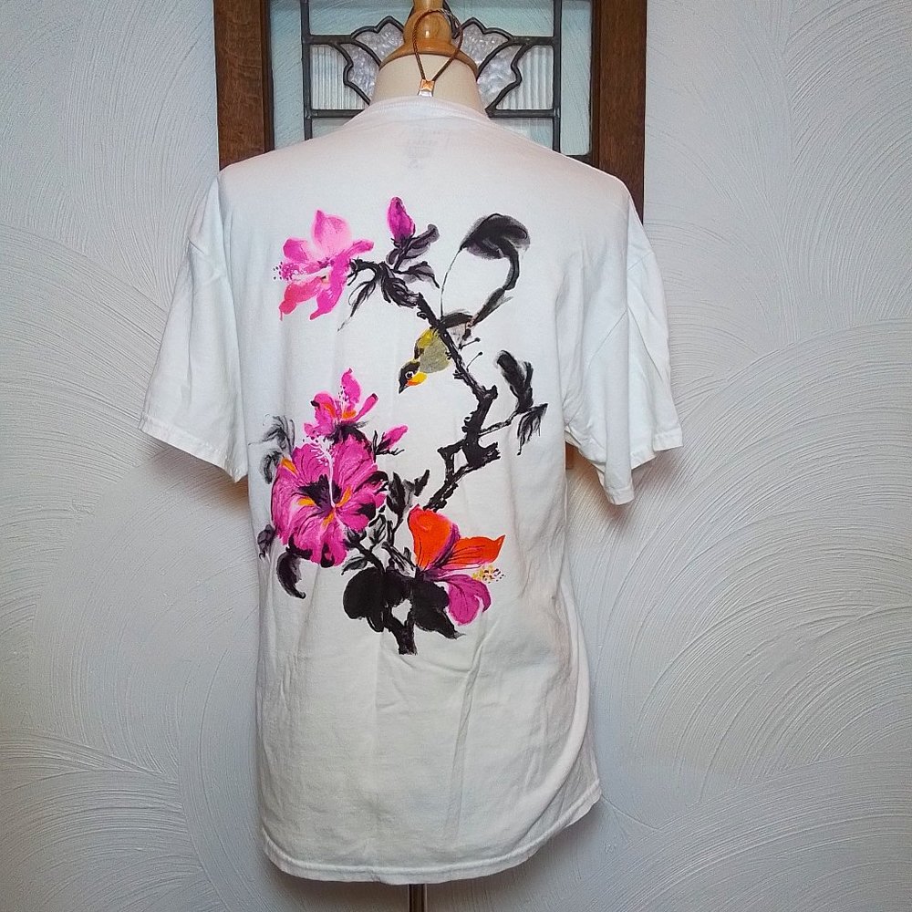 Tropical Floral Graphic Tee Return to Sender Bird t shirt size XL